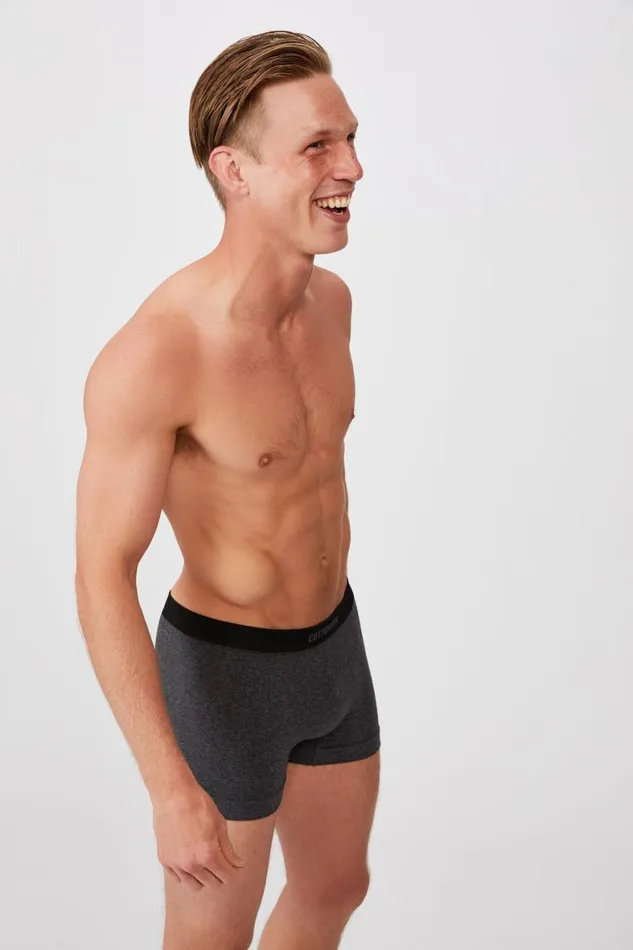 Men Socks and Underwear Cotton On Seamless Trunks Charcoal Marleblack
