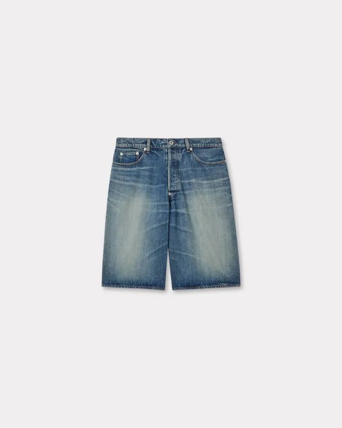 Men Straight Short In Japanese Denim Medium Stone Blue Denim Kenzo Denim