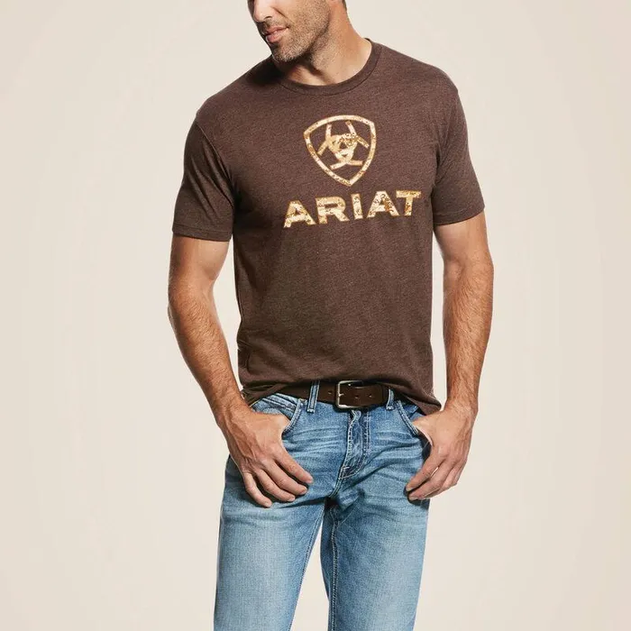 Men TShirts and Polos Ariat Liberty USA Digi Camo TShirt Brown Heather