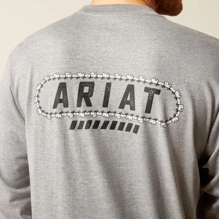Men TShirts and Polos Ariat Rebar Cotton Strong Chainsaw Logo TShirt Heather Grey Men TShirts and Polos Ariat Rebar Cotton Strong Chainsaw Logo TShirt Heather Grey
