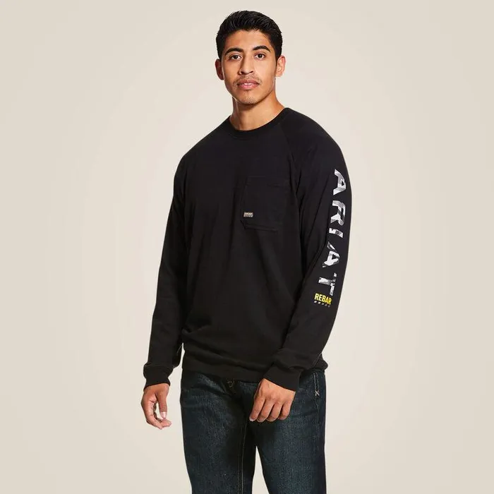 Men TShirts and Polos Ariat Rebar Cotton Strong Graphic TShirt Black