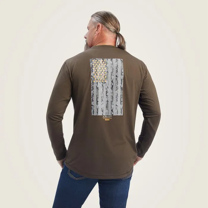 Men TShirts and Polos Ariat Rebar Workman Reflective Flag Graphic TShirt Wren