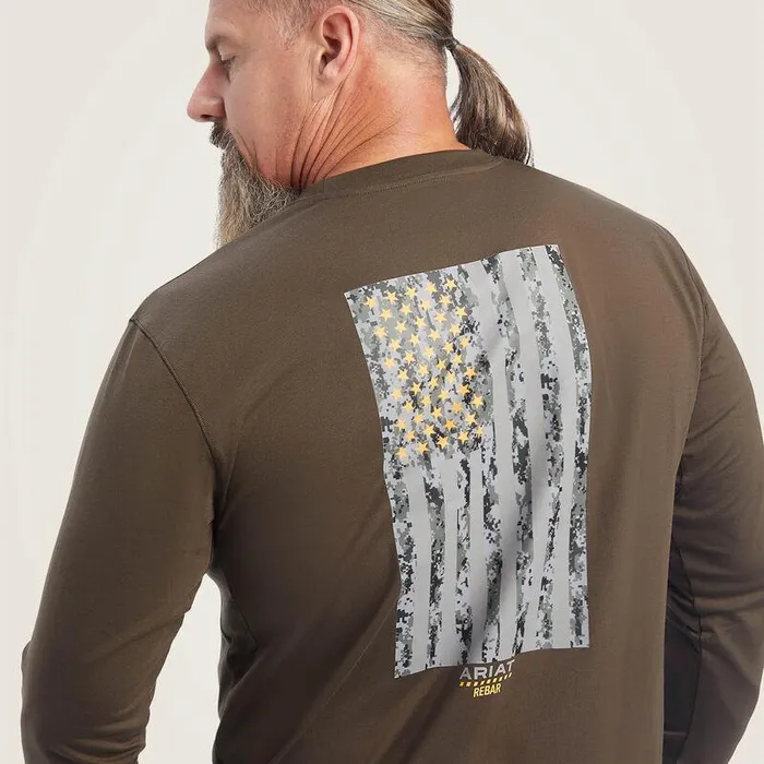 Men TShirts and Polos Ariat Rebar Workman Reflective Flag Graphic TShirt Wren Men TShirts and Polos Ariat Rebar Workman Reflective Flag Graphic TShirt Wren