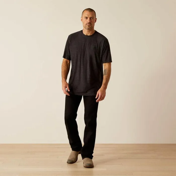 Men TShirts and Polos Ariat Vertical Gradient Charger TShirt Black Heather Men TShirts and Polos Ariat Vertical Gradient Charger TShirt Black Heather