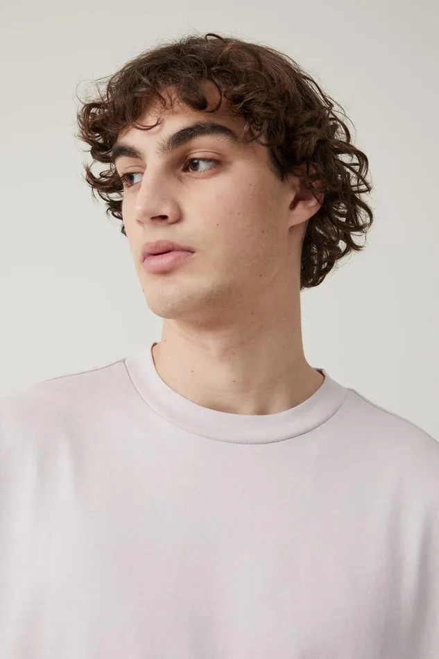Men Tees and Tanks Cotton On Box Fit Plain TShirt Iced Lilac
