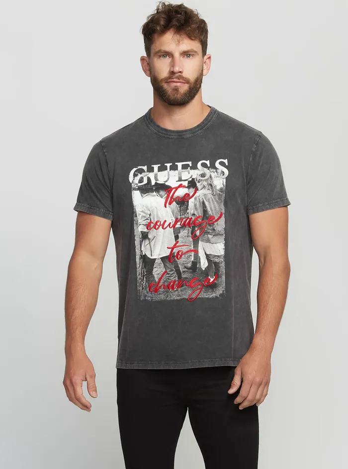 Men Tees and Tanks GUESS Black Doriano Graphic Tshirt