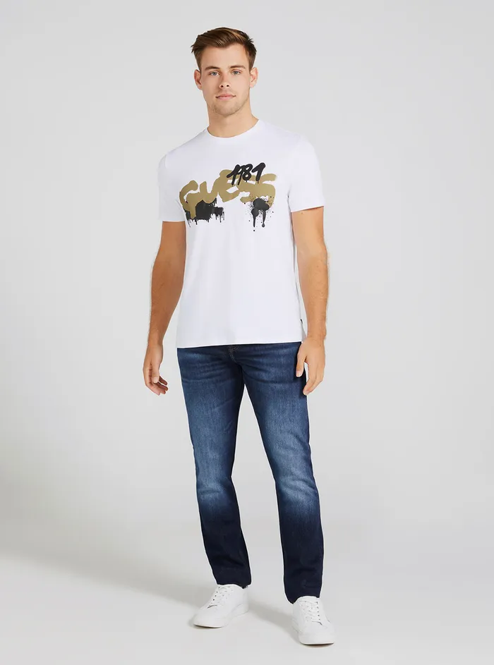 Men Tees and Tanks GUESS Eco White Graffiti Logo Tshirt Men Tees and Tanks GUESS Eco White Graffiti Logo Tshirt