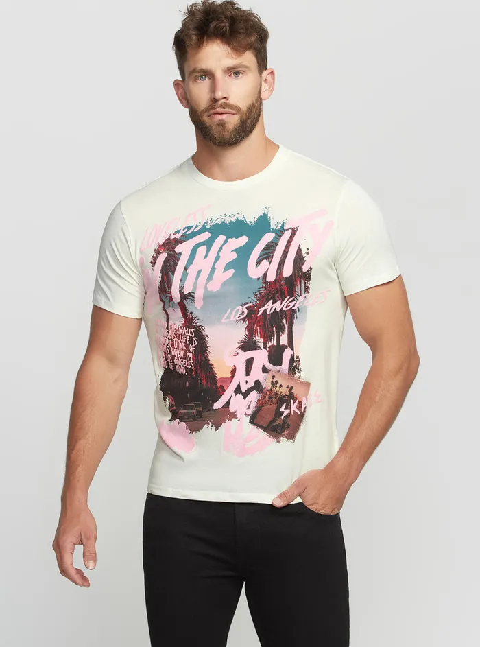 Men Tees and Tanks GUESS Eco White In The City Tshirt