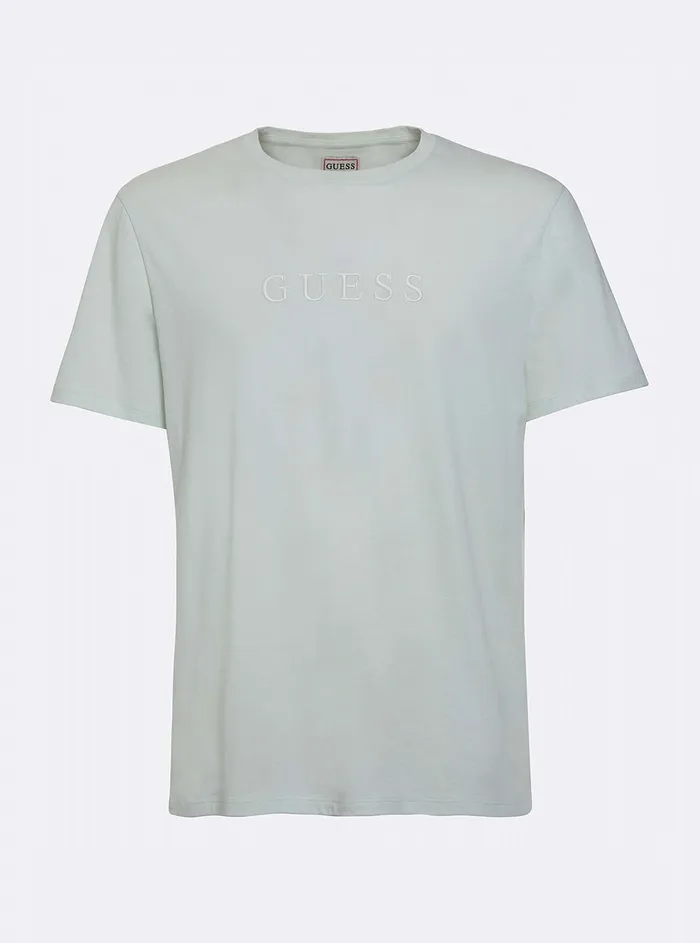 Men Tees and Tanks GUESS Mist Blue Pima Logo Crew Neck Tee Men Tees and Tanks GUESS Mist Blue Pima Logo Crew Neck Tee