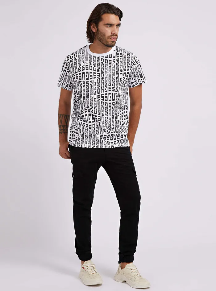 Men Tees and Tanks GUESS White Black Salmo Logo Tshirt Men Tees and Tanks GUESS White Black Salmo Logo Tshirt