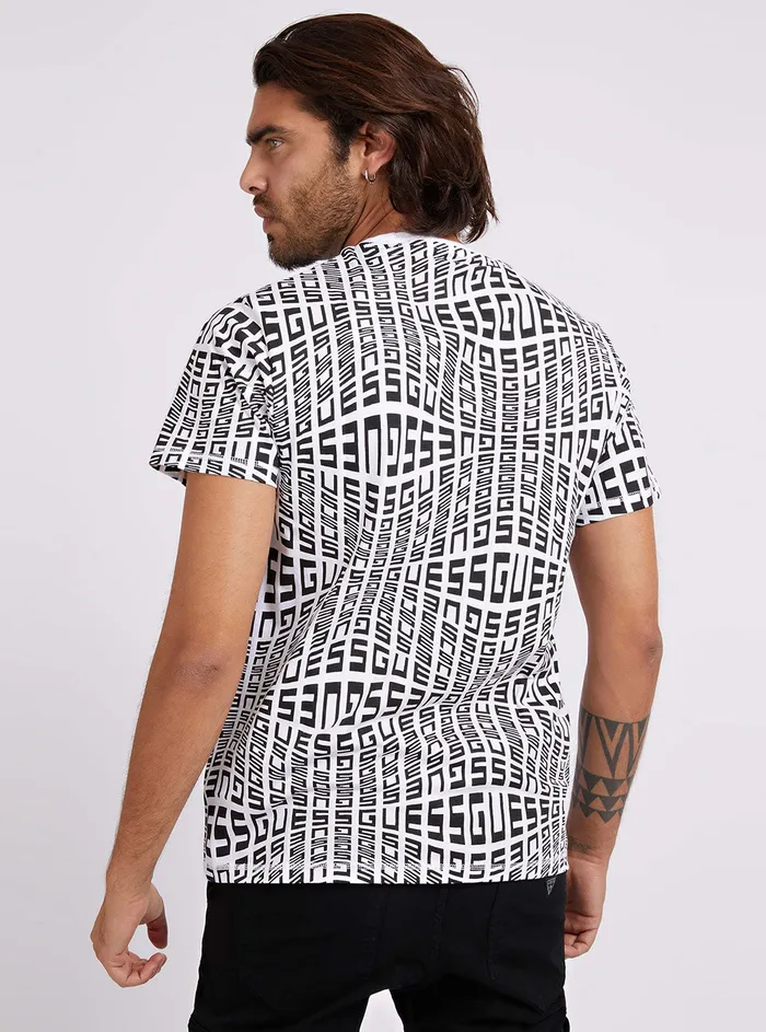 Men Tees and Tanks GUESS White Black Salmo Logo Tshirt Men Tees and Tanks GUESS White Black Salmo Logo Tshirt