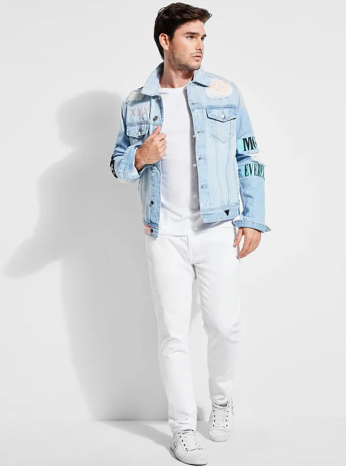 Men Tees and Tanks GUESS White Pima Logo Crew Neck Tee Men Tees and Tanks GUESS White Pima Logo Crew Neck Tee