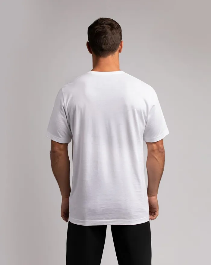 Men Tees TravisMathew 2002 GAMES TEE White Men Tees TravisMathew 2002 GAMES TEE White