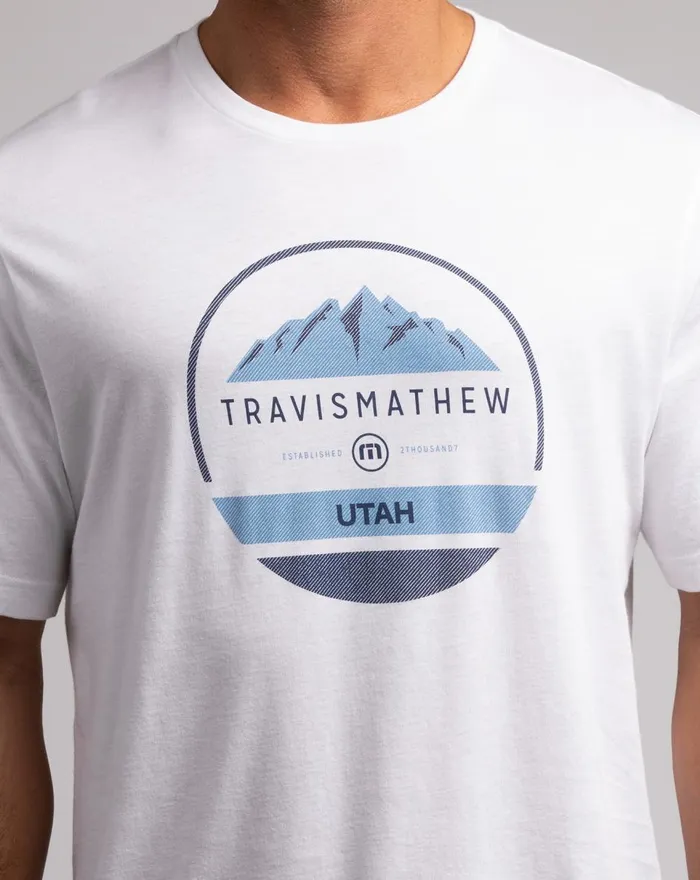 Men Tees TravisMathew 2002 GAMES TEE White Men Tees TravisMathew 2002 GAMES TEE White