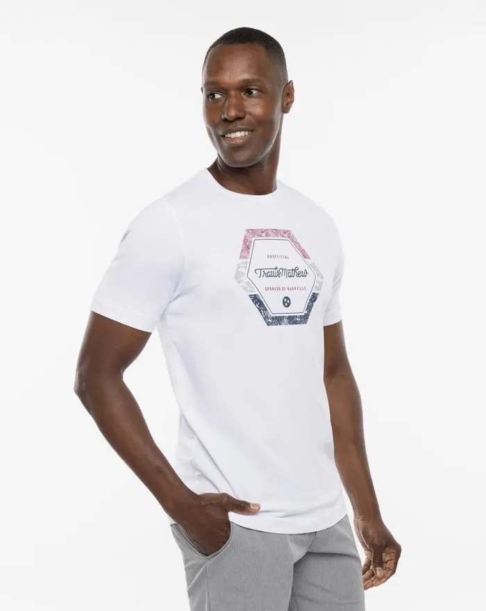 Men Tees TravisMathew BARBEQUE KING TEE White Men Tees TravisMathew BARBEQUE KING TEE White