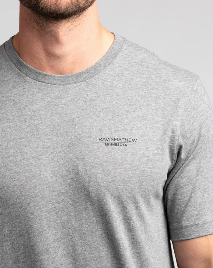 Men Tees TravisMathew DONTCHA KNOW TEE Heather Grey Men Tees TravisMathew DONTCHA KNOW TEE Heather Grey