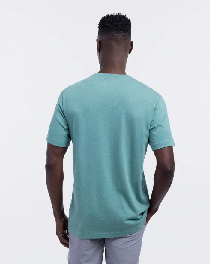 Men Tees TravisMathew THE BIG ISLE 20 TEE Heather Green Men Tees TravisMathew THE BIG ISLE 20 TEE Heather Green