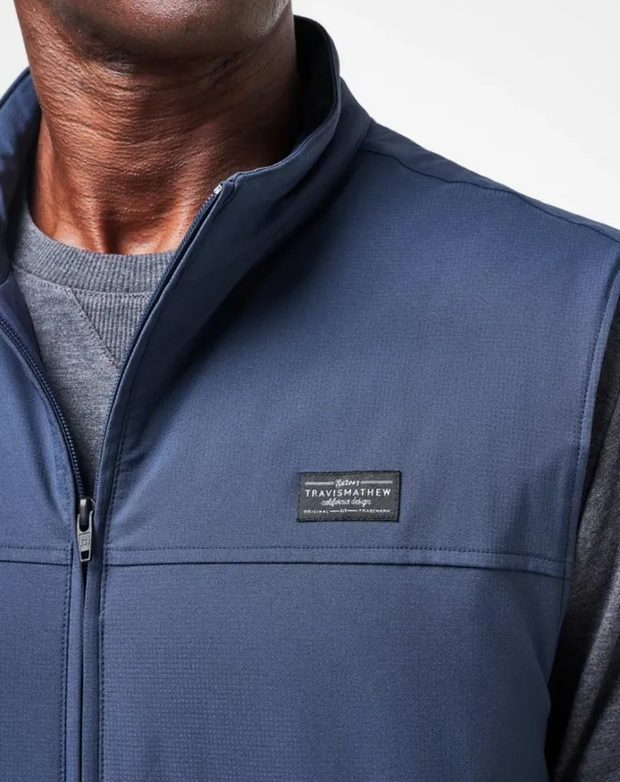 Men Vests TravisMathew WANDERLUST VEST Mood Indigo Men Vests TravisMathew WANDERLUST VEST Mood Indigo
