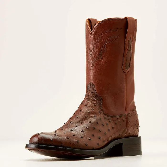 Men Western Boots Ariat Bench Made Clanton Western Boot Bourbon Full Quill Ostrich