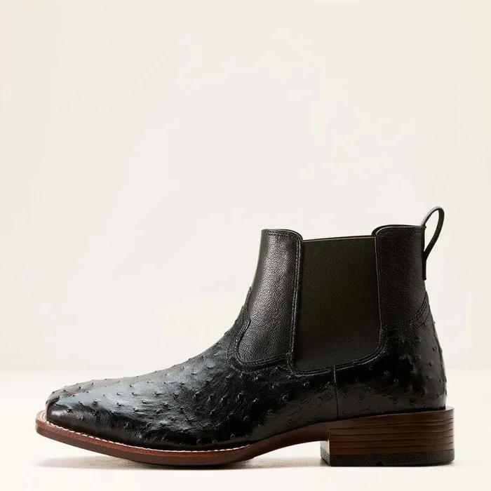 Men Western Boots Ariat Booker Chelsea Wide Square Toe Western Boot Jet Black Full Quill Ostrich Men Western Boots Ariat Booker Chelsea Wide Square Toe Western Boot Jet Black Full Quill Ostrich