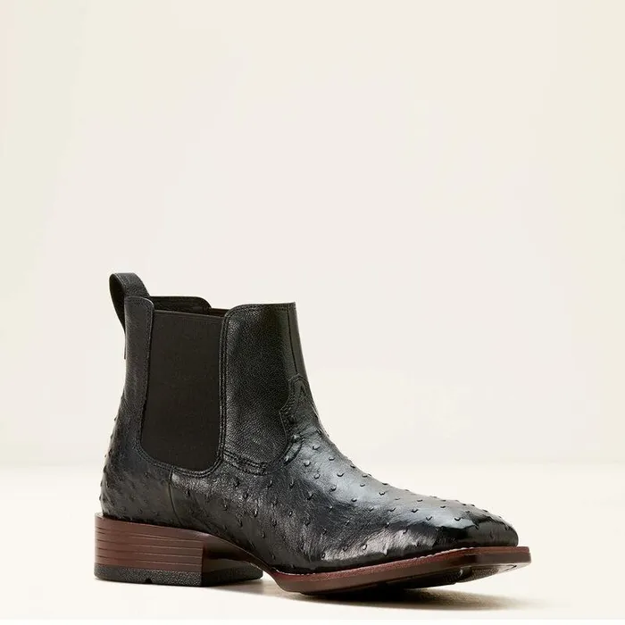 Men Western Boots Ariat Booker Chelsea Wide Square Toe Western Boot Jet Black Full Quill Ostrich Men Western Boots Ariat Booker Chelsea Wide Square Toe Western Boot Jet Black Full Quill Ostrich