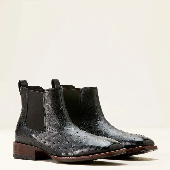 Men Western Boots Ariat Booker Chelsea Wide Square Toe Western Boot Jet Black Full Quill Ostrich Men Western Boots Ariat Booker Chelsea Wide Square Toe Western Boot Jet Black Full Quill Ostrich
