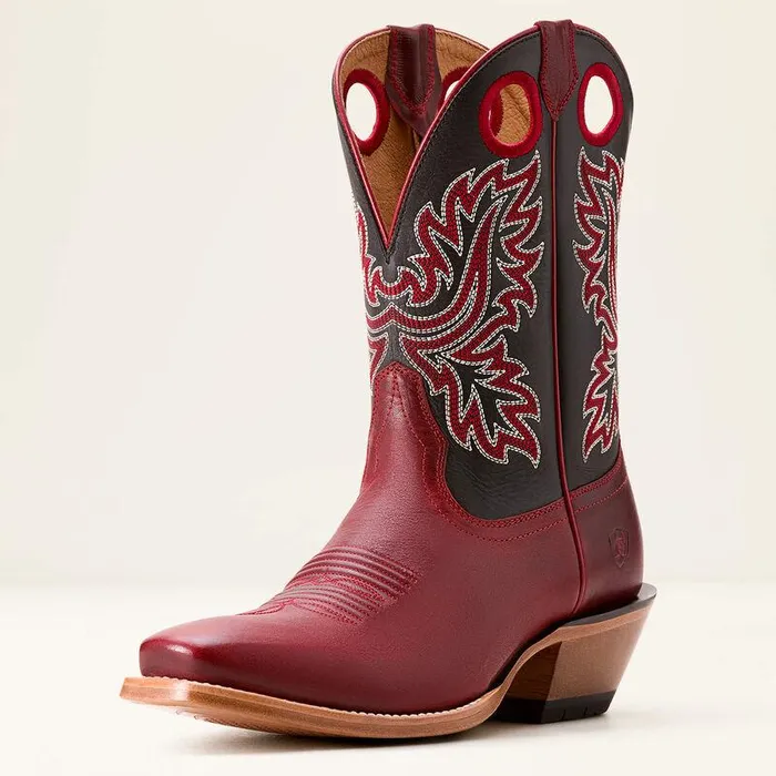 Men Western Boots Ariat Bronc Stomper Cowboy Boot Flame Redraven Black