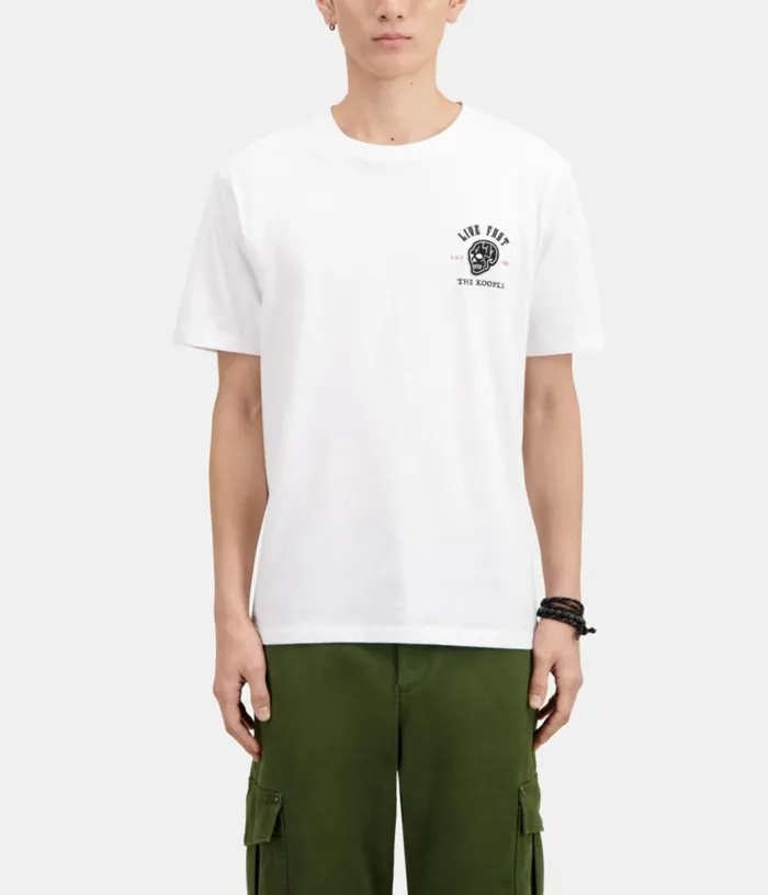 Men White Live Fast Tshirt THE KOOPLES Tshirts
