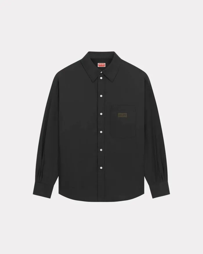 MenWomen 039Bicolor KENZO Paris039 Genderless Padded Overshirt Black Kenzo Shirts