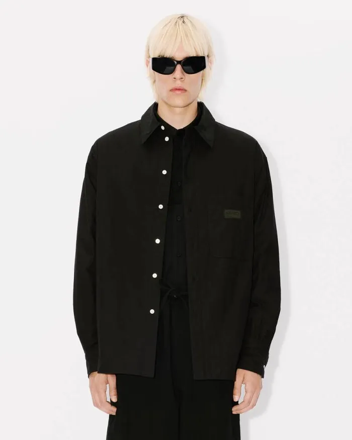 MenWomen 039Bicolor KENZO Paris039 Genderless Padded Overshirt Black Kenzo Shirts