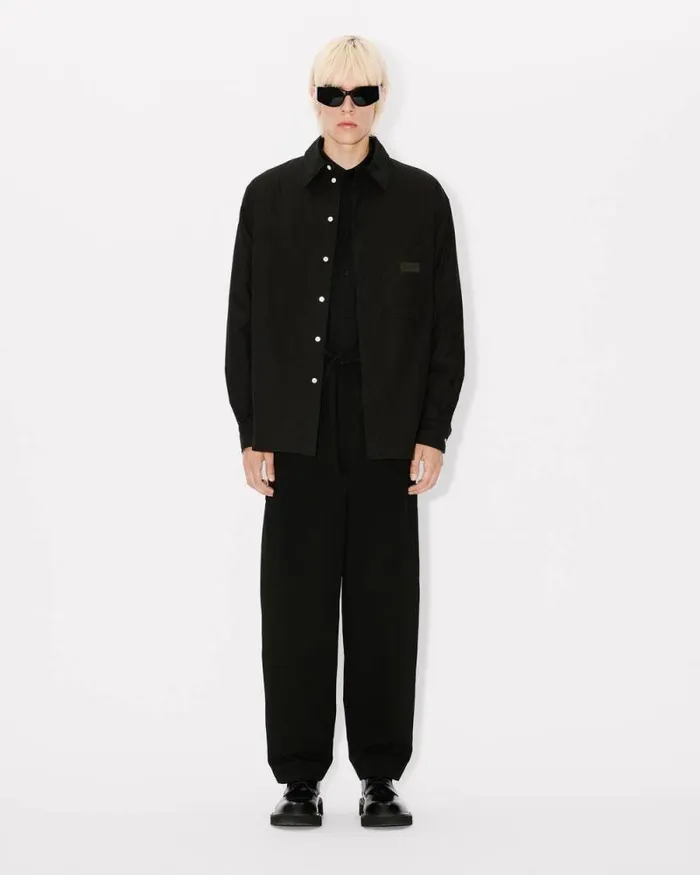 MenWomen 039Bicolor KENZO Paris039 Genderless Padded Overshirt Black Kenzo Shirts