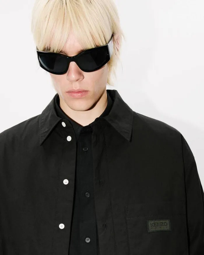 MenWomen 039Bicolor KENZO Paris039 Genderless Padded Overshirt Black Kenzo Shirts