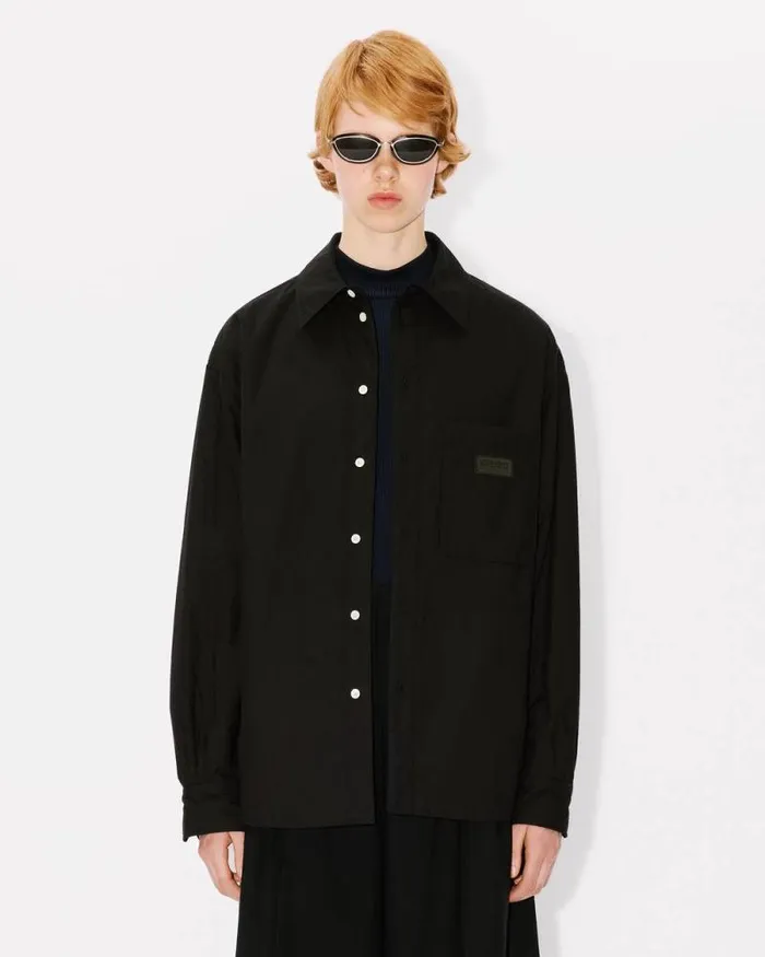MenWomen 039Bicolor KENZO Paris039 Genderless Padded Overshirt Black Kenzo Shirts
