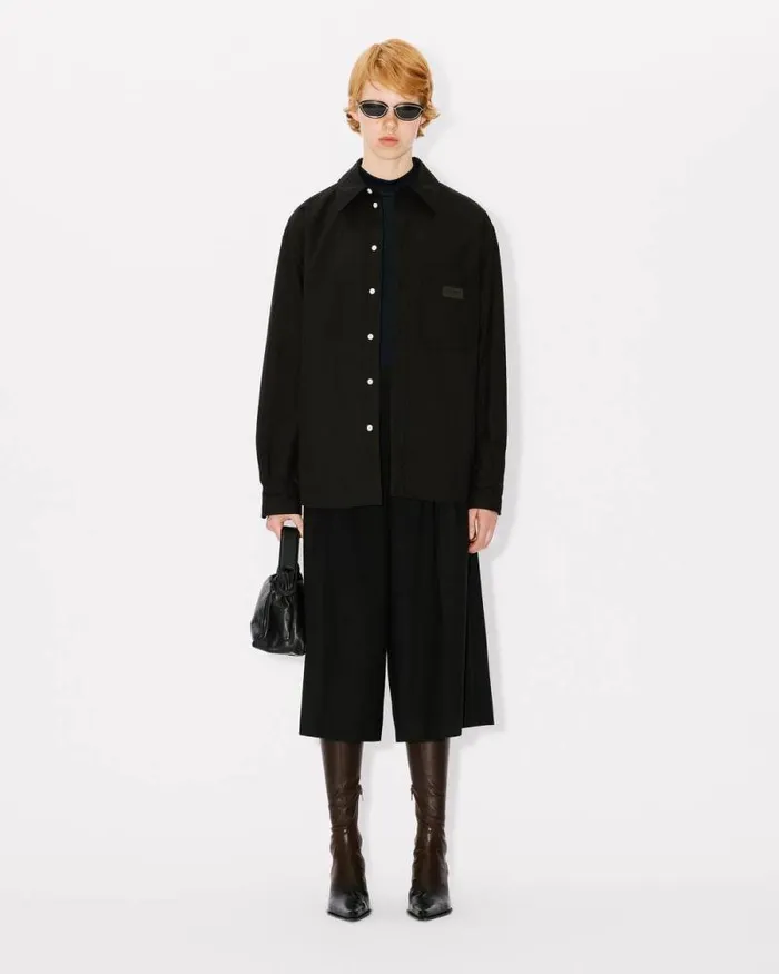 MenWomen 039Bicolor KENZO Paris039 Genderless Padded Overshirt Black Kenzo Shirts