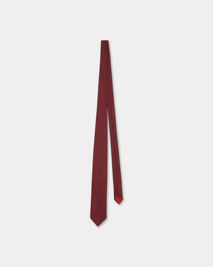 MenWomen 039Boke Flower039 Embroidered Silk Tie Bordeaux Kenzo Ties
