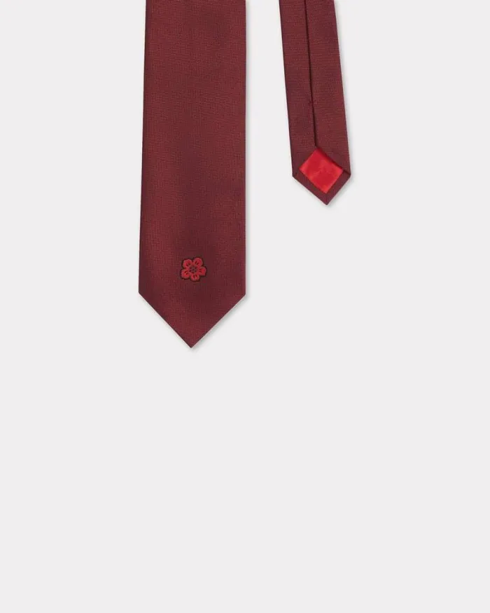 MenWomen 039Boke Flower039 Embroidered Silk Tie Bordeaux Kenzo Ties