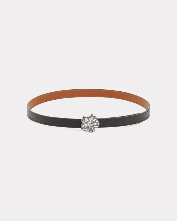 MenWomen 039Boke Flower039 Reversible Leather Belt Black Kenzo Belts