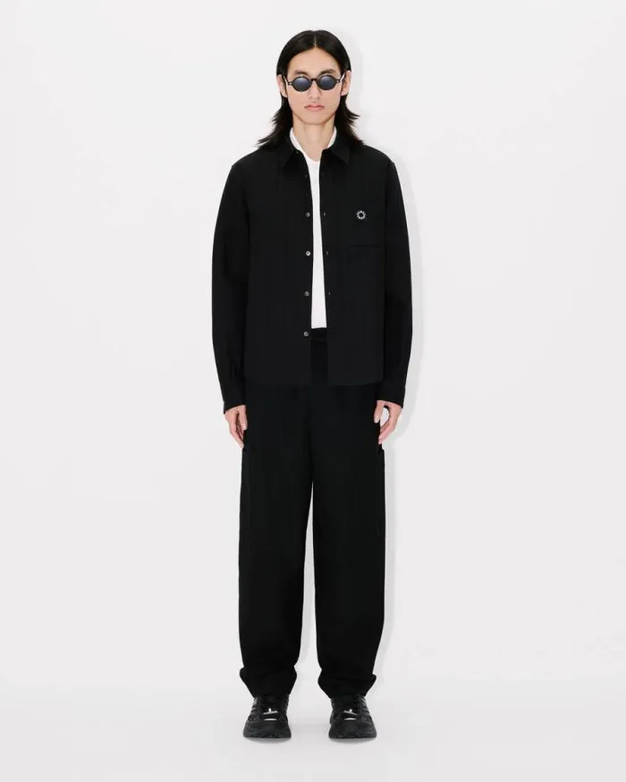 MenWomen 039Boke Flower 20039 Genderless Padded Overshirt In Cotton Poplin Black Kenzo Shirts