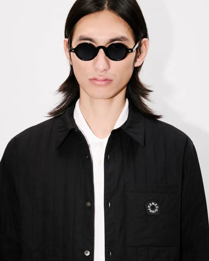 MenWomen 039Boke Flower 20039 Genderless Padded Overshirt In Cotton Poplin Black Kenzo Shirts