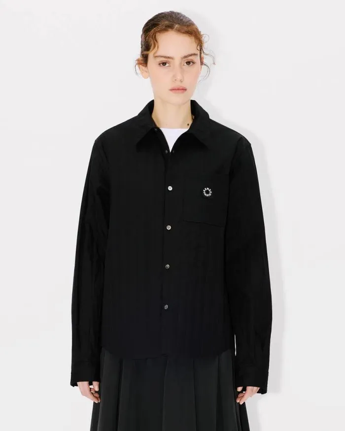 MenWomen 039Boke Flower 20039 Genderless Padded Overshirt In Cotton Poplin Black Kenzo Shirts