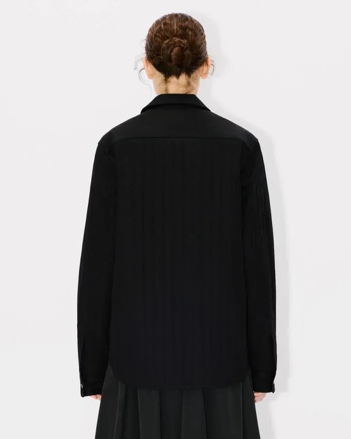 MenWomen 039Boke Flower 20039 Genderless Padded Overshirt In Cotton Poplin Black Kenzo Shirts