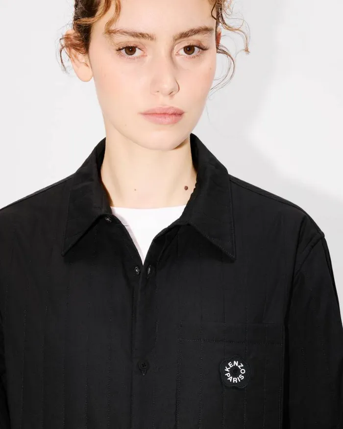 MenWomen 039Boke Flower 20039 Genderless Padded Overshirt In Cotton Poplin Black Kenzo Shirts