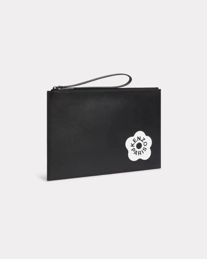 MenWomen 039Boke Flower 20039 Large Leather Clutch Black Kenzo Small Leathergoods