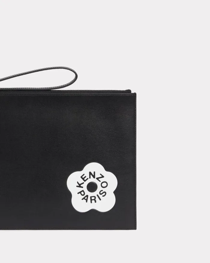 MenWomen 039Boke Flower 20039 Large Leather Clutch Black Kenzo Small Leathergoods