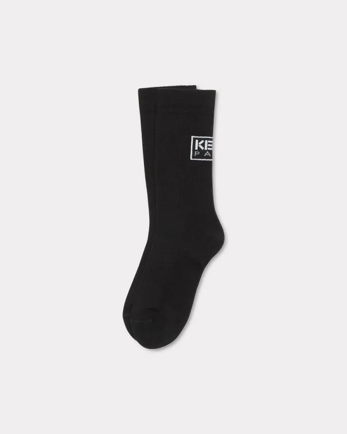 MenWomen 039KENZO Box039 Socks Black Kenzo Socks