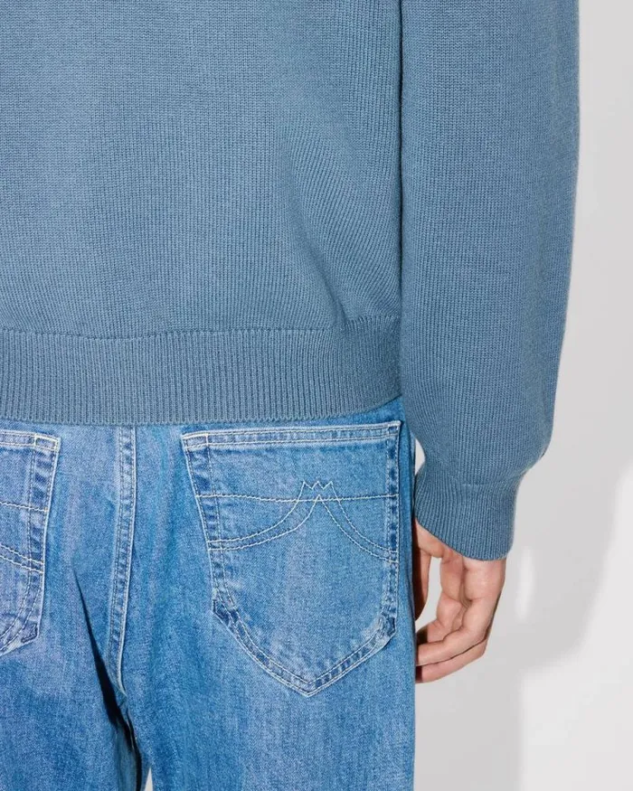 MenWomen 039KENZO Constellation039 Genderless Embroidered Jumper In Wool And Cotton Blue Kenzo Sweaters And Cardigans