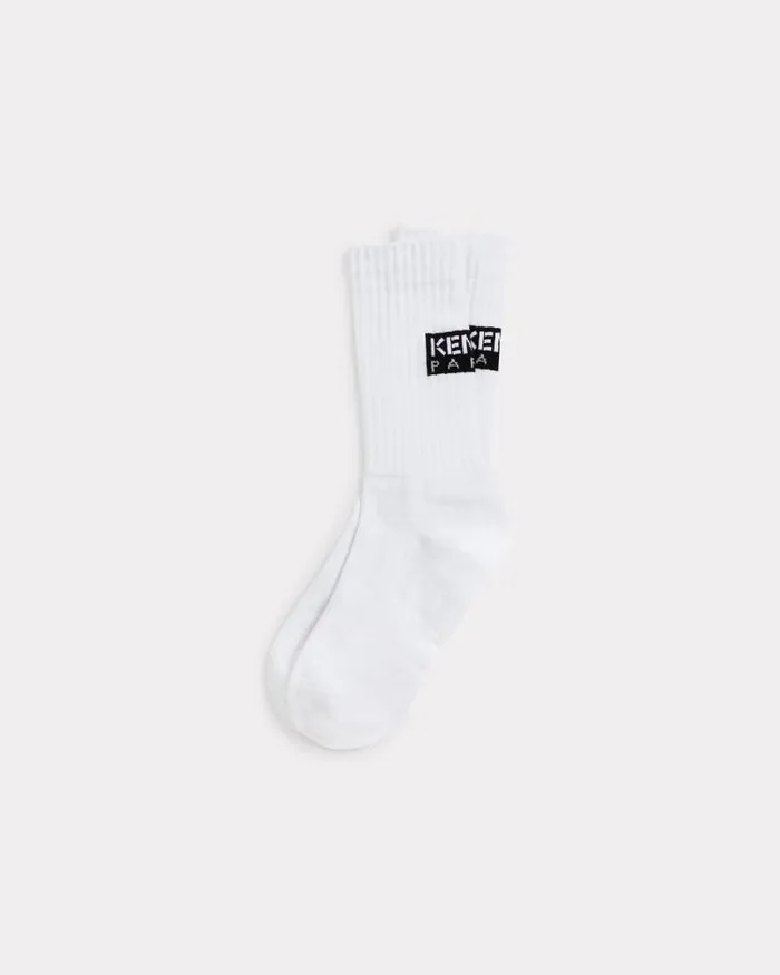 MenWomen 039KENZO Tag039 Cotton Socks Off White Kenzo Socks