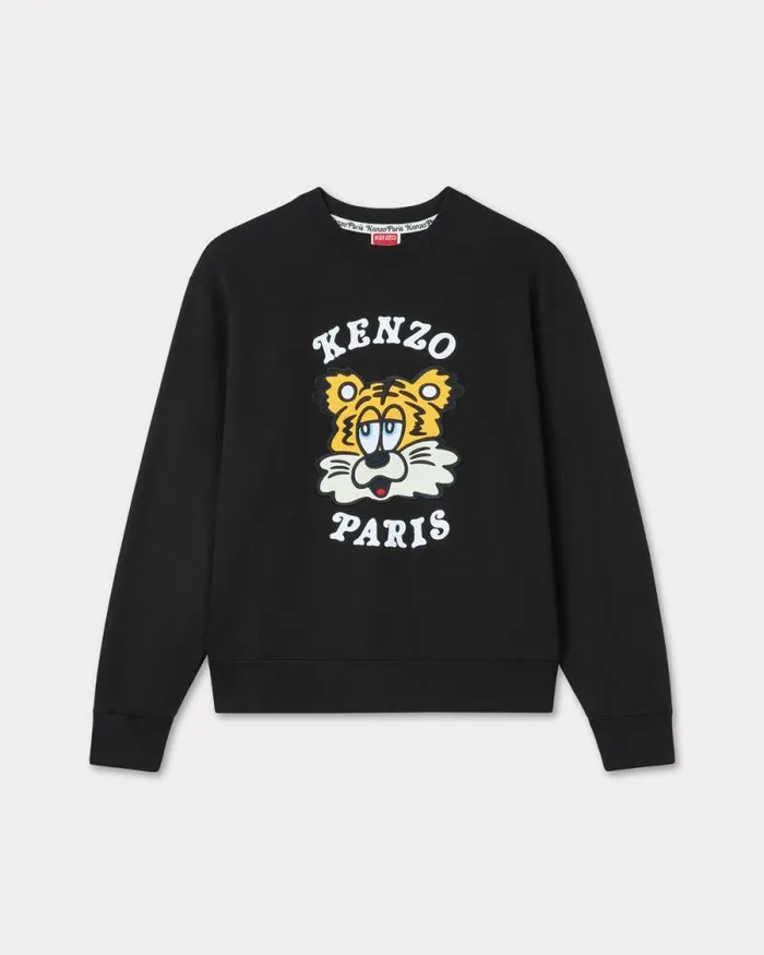 MenWomen 039KENZO VERDY MARKET039 Genderless Embroidered Sweatshirt In Cotton Black Kenzo Sweatshirts And Hoodies