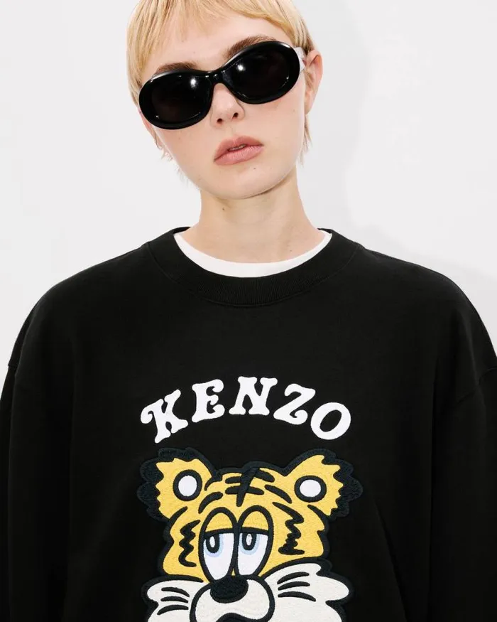 MenWomen 039KENZO VERDY MARKET039 Genderless Embroidered Sweatshirt In Cotton Black Kenzo Sweatshirts And Hoodies
