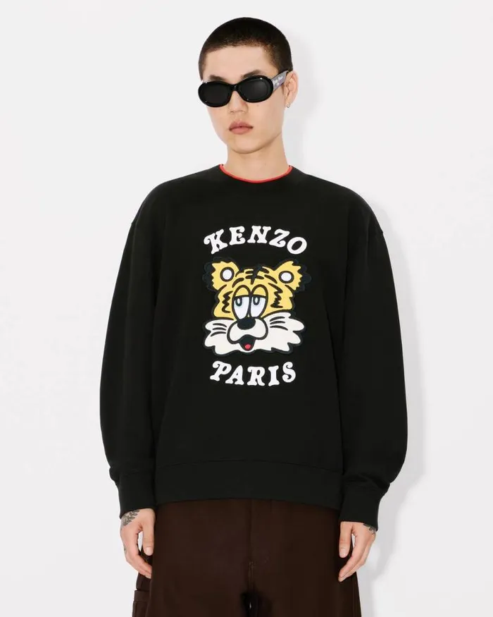 MenWomen 039KENZO VERDY MARKET039 Genderless Embroidered Sweatshirt In Cotton Black Kenzo Sweatshirts And Hoodies